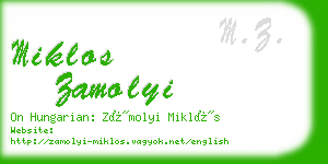 miklos zamolyi business card